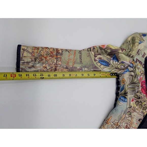 BOHO CHIC Tattoo Floral Lace Up Blazer Jacket Women Size 6 - Picture 15 of 16